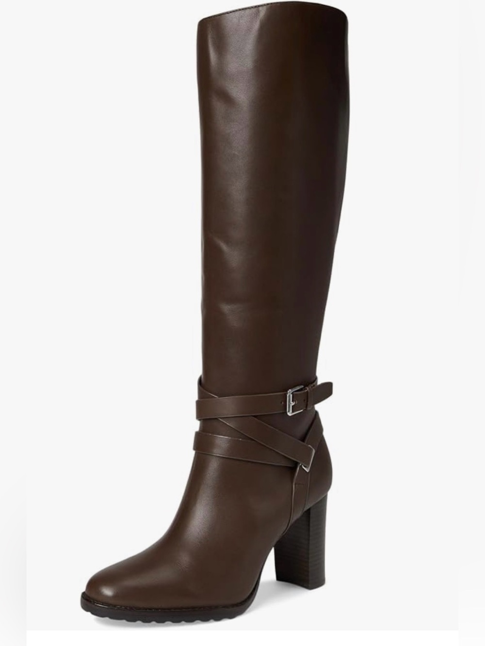 NWT Lauren Ralph Lauren Collins Calfskin Tall Boot Heel Lauren Brown, Size 7.5 - Picture 10 of 12